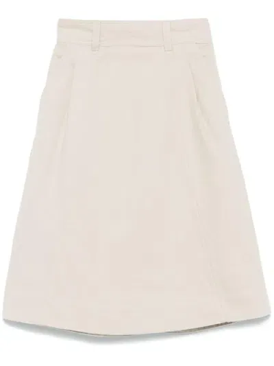 Margaret Howell Twill-weave Midi Skirt In Neutrals