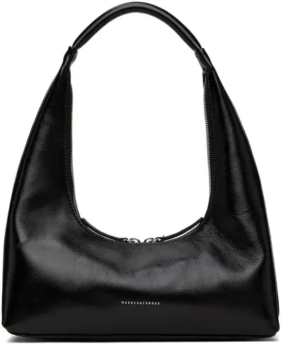 Marge Sherwood Black Integrated Strap Shoulder Bag In Black Glossy Plain