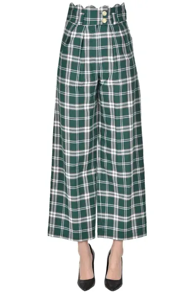 Maria De La Orden Checked Print Trousers In Green