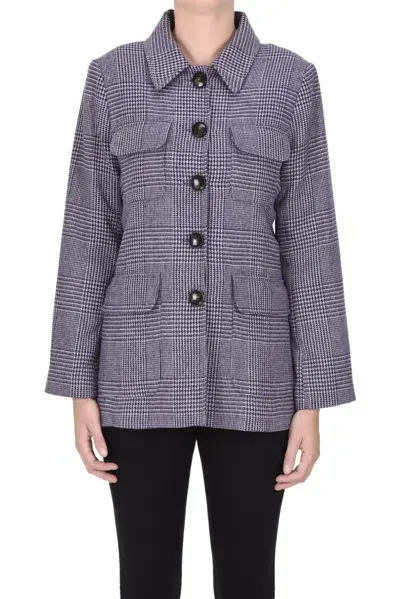 Maria De La Orden Julienne Houndstooth Print Blazer In Purple