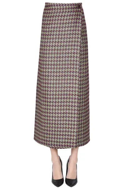 Maria De La Orden Ségur Lamè Houndstooth Midi Skirt In Multicoloured