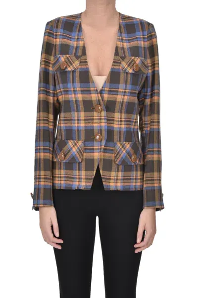 Maria De La Orden Tidona Checked Print Blazer In Multicoloured