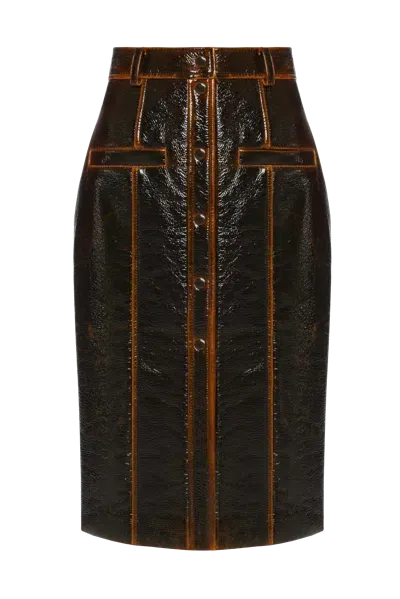 Maria Kokhia Faux Leather Midi Skirt In Brown