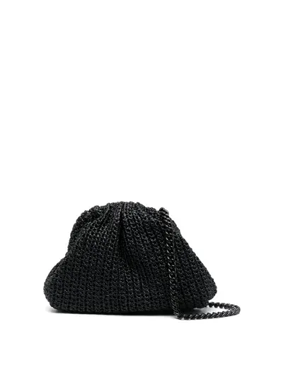 Maria La Rosa Mini Game Crochet Solid Clutch Bag In Black