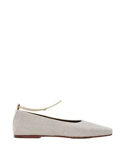 Maria Luca Augusta Strass Ballet Flat Shoes In Silver