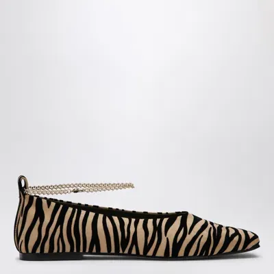 Maria Luca Zebra-print Augusta Ballerina In Camel