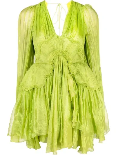 Maria Lucia Hohan Alara Ruffled Minidress In Green