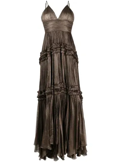 Maria Lucia Hohan Eris Ruffled Silk Gown In Braun