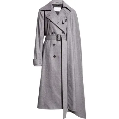 Maria Mcmanus Double-breasted Wool Cashmere Cloak Trench Coat In Charcoal Melange