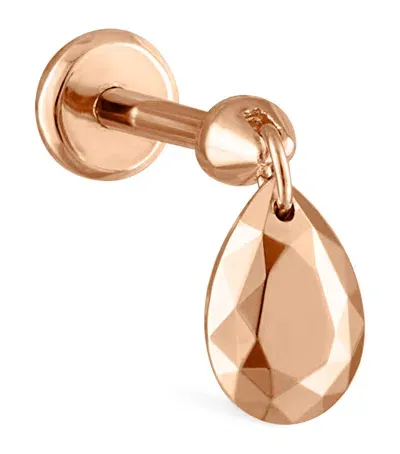 Maria Tash Faceted Pear Charm Single Threaded Stud In Rose Gold