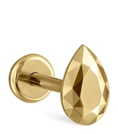 Maria Tash Faceted Pear Threaded Stud Earring In Gold