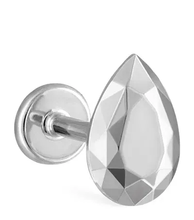 Maria Tash Faceted Pear Threaded Stud Earring In White