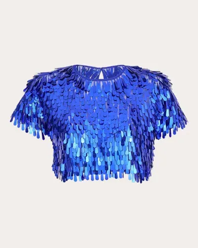 Mariandree Gaitan Women's Thaylu Paillette Crop Top In Blue