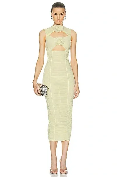 Marianna Senchina Sleeveless Flower Bloom Midi Dress In Light Yellow