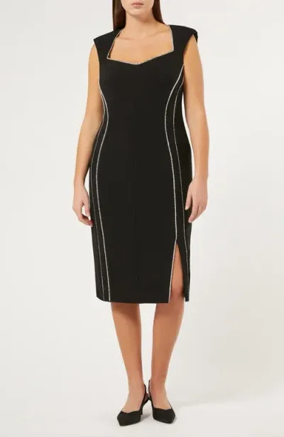 Marina Rinaldi Acceso Cady Sheath Dress In Black