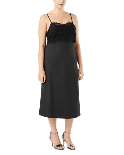 Marina Rinaldi Pitti Lace Trim Slip Dress In Dark Grey