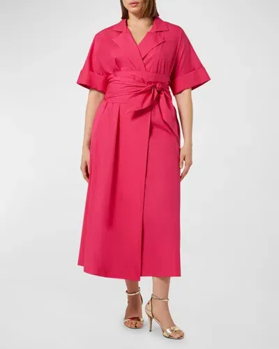 Marina Rinaldi Plus Size Ginosa Belted Cotton Maxi Shirtdress In Fuchsia