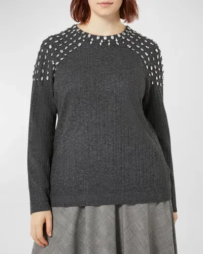 Marina Rinaldi Plus Size Giotto Crystal-embellished Sweater In Dark Grey