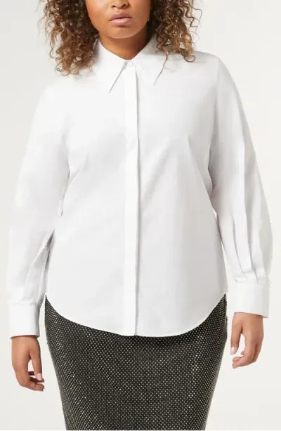 Marina Rinaldi Scoglio Cotton Poplin Button-up Shirt In Optical White