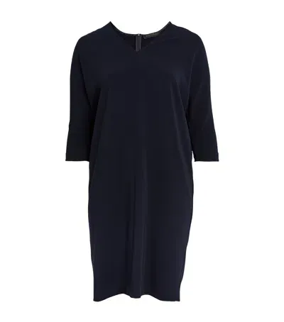 Marina Rinaldi V-neck Midi Dress In Blue