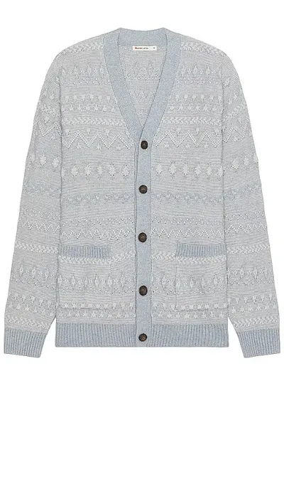 Marine Layer All Over Texture Intarsia Cardigan In Misty Heather & Vapor