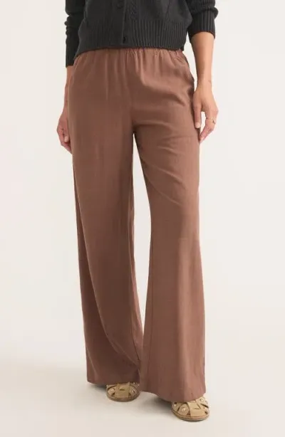 Marine Layer Allison Wide Leg Tencel® Lyocell Pants In Pinecone