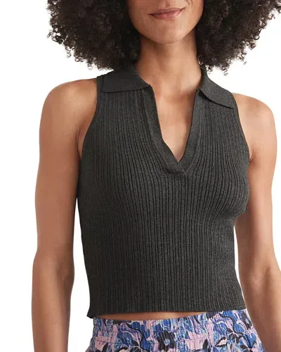 Marine Layer Amelia Cropped Tank Top In Faded Black