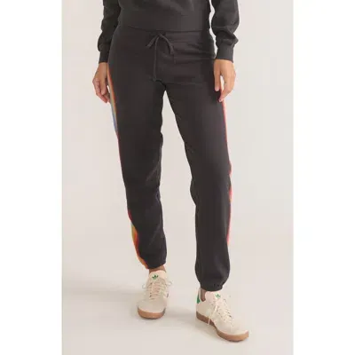 Marine Layer Anytime Stripe Fleece Sweatpants In Black