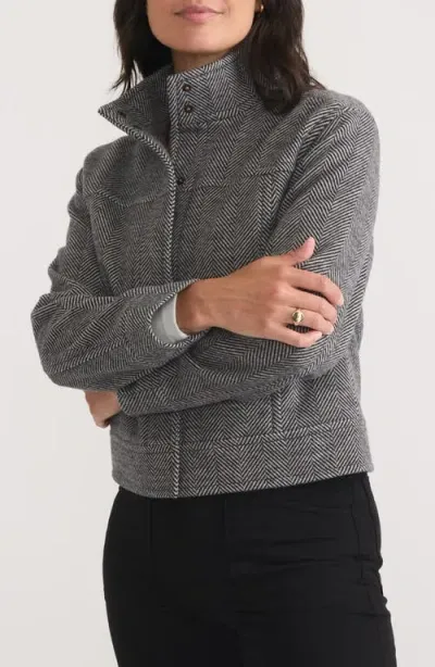 Marine Layer Asheville Herringbone Jacket In Charcoal