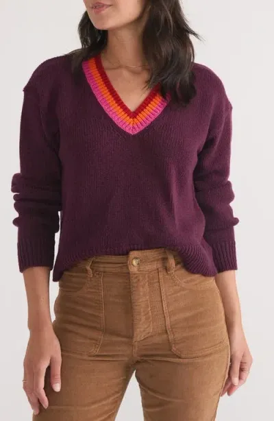 Marine Layer Bella Cropped Sweater In Plum