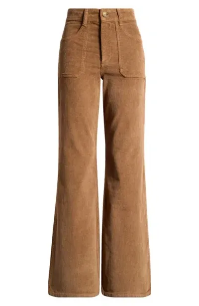 Marine Layer Bridget Flare Stretch Cotton Corduroy Pants In Rust