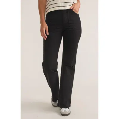 Marine Layer Bridget Twill Flare Pants In Faded Black