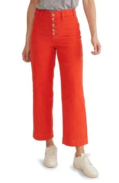 Marine Layer Bridget Wide Leg Crop Corduroy Pants In Poinciana