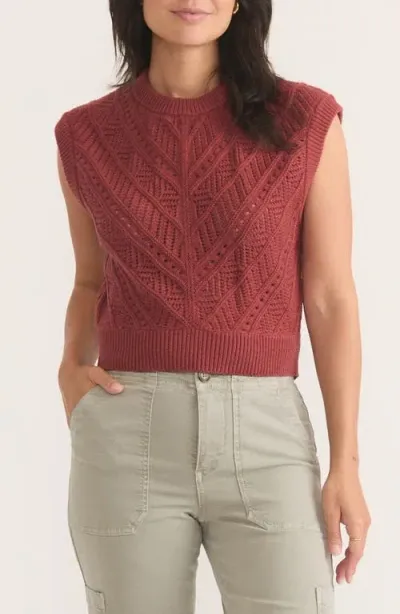 Marine Layer Brooke Textured Sweater Vest In Chili Oil