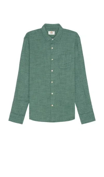 Marine Layer Classic Stretch Selvage Shirt In Mallard Green Stripe