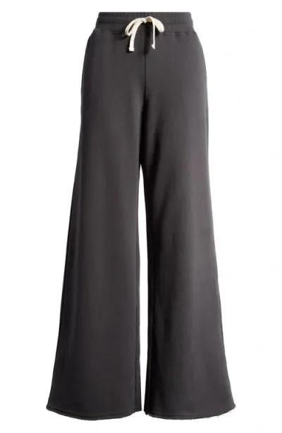 Marine Layer Cotton Blend Wide Leg Sweatpants In Black