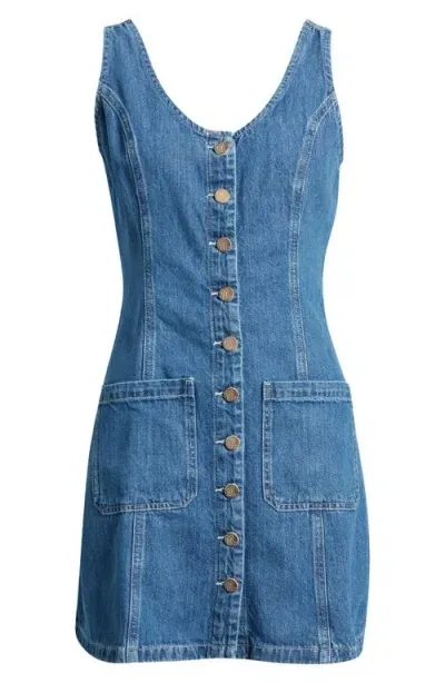 Marine Layer Daisy Sleeveless Denim Minidress In Medium Wash