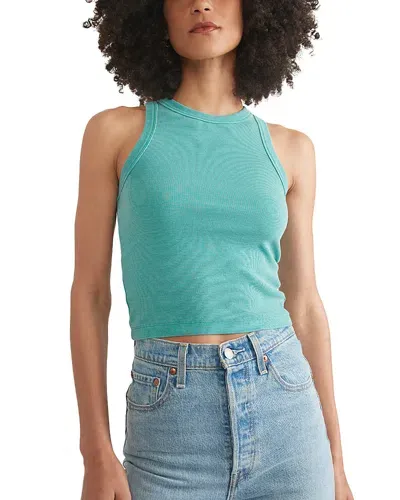 Marine Layer Lexi Rib Sun Top In Deep Aqua