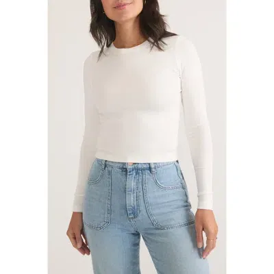 Marine Layer Lexi Sun-in Rib Long Sleeve T-shirt In White