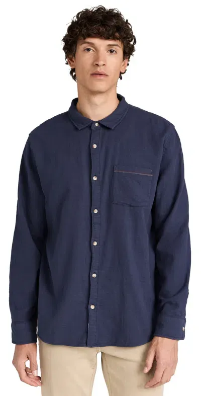 Marine Layer Long Sleeve Classic Stretch Selvage Shirt Mood Indigo