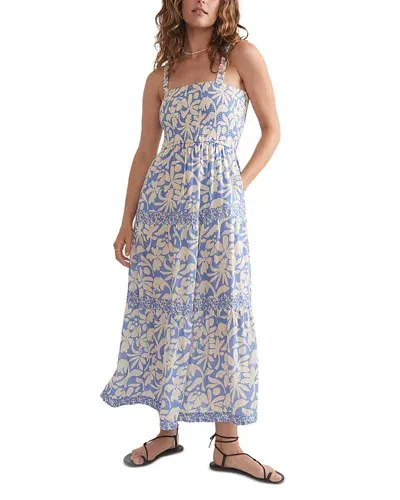 Marine Layer Selene Floral Smocked Tiered Maxi Sundress In Blue Floral