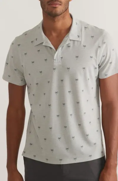 Marine Layer Sport Air Palm Tree Polo In Light Grey Palm Print