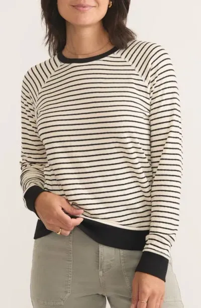 Marine Layer Stripe & Dot Reversible Raglan Pullover In Black/white