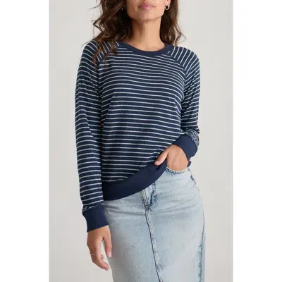 Marine Layer Stripe & Dot Reversible Raglan Pullover In Twilight