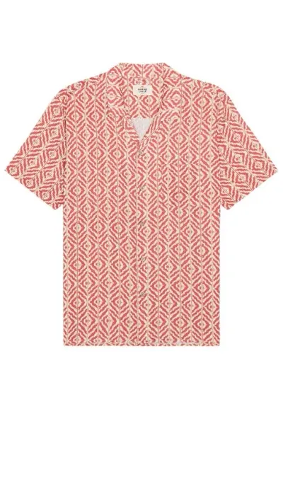 Marine Layer Tencel Linen Resort Shirt In Coral Ikat