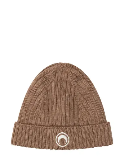 Marine Serre Beanie With Logo In Camel