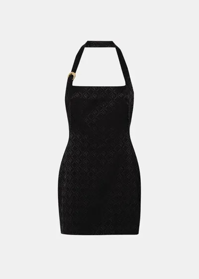 Marine Serre Moon Diamant-jacquard Strap Minidress In Black