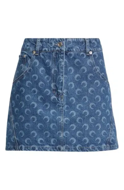 Marine Serre Deadstock Denim Mini Skirt In Blue