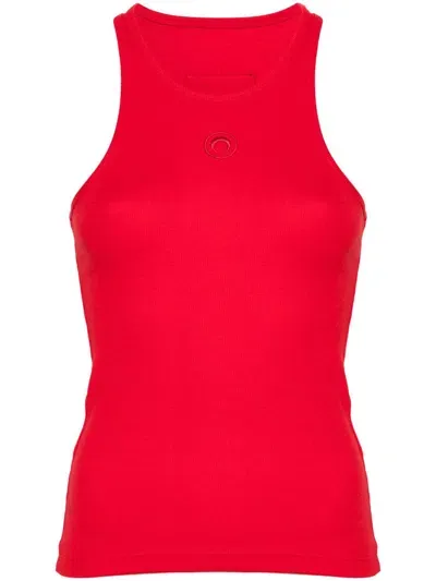 Marine Serre Crescent Moon-embroidered Tank Top In Red