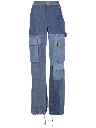 Marine Serre High-rise Panelled Jeans In Blue